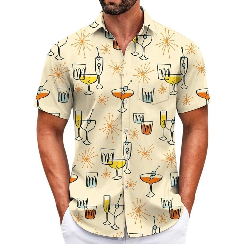 Hawalili Mens XL Short Sleeve Button Down Shirt Cocktail Retro‎ Party TikiNWOT
